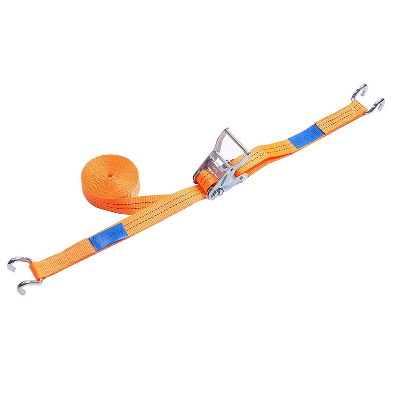 White Zinc Short Aluminum Handle 2T Ratchet Strap U hook Designed for Flatbed Truck Cargo Transport
